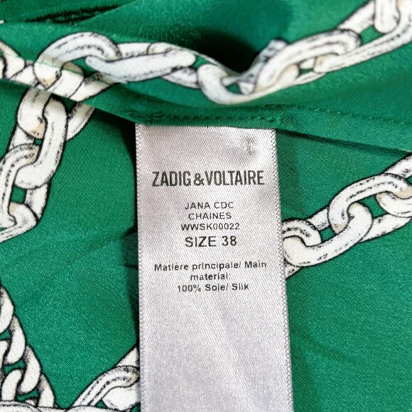 Zadig & Voltaire silk Jana CDC front tie asymmetrical knee length skirt Sz M - Picture 3 of 6